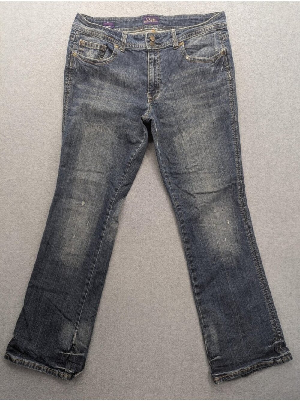 VGS New York Boot Jeans Womens 14 Blue Med Wash Mid Rise Bootcut Distressed
